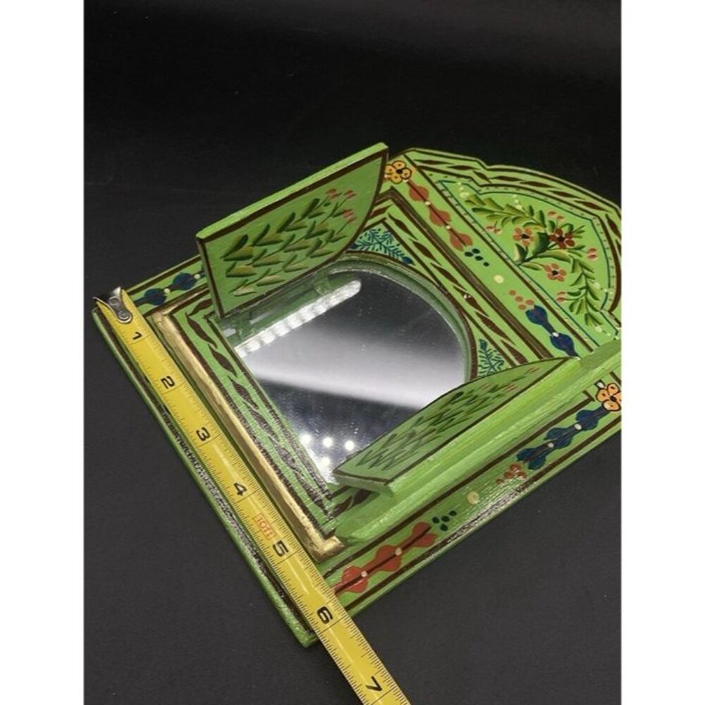 Green Mirror Moroccan Mirror Artisanal Wall Home Mirror Double Door Mirror 9”x6” - Picture 7 of 11